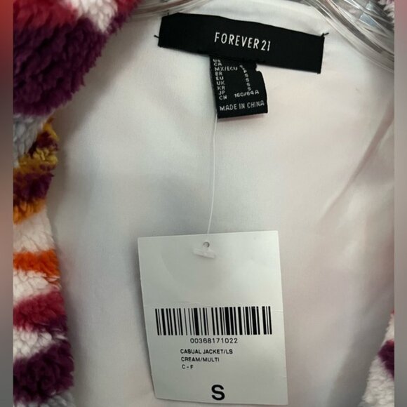 Teddy Fleece Fuzzy Printed Zip Up Jacket S NWT - Picture 5 of 5